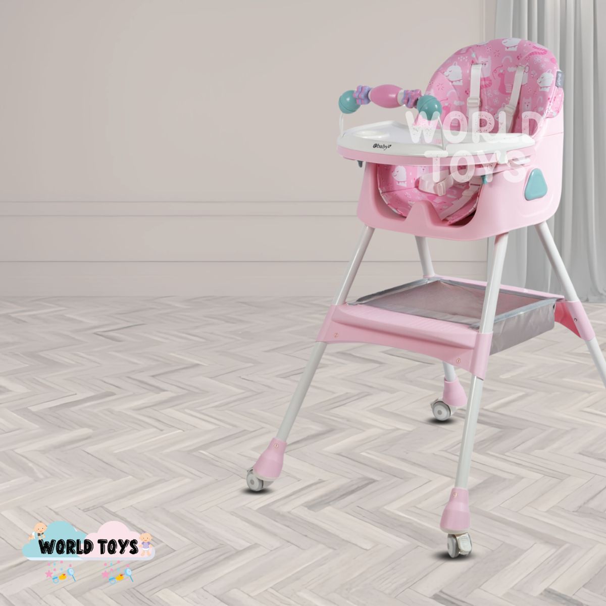 BABY - Silla de Comer  «LULU » con juguete Pink