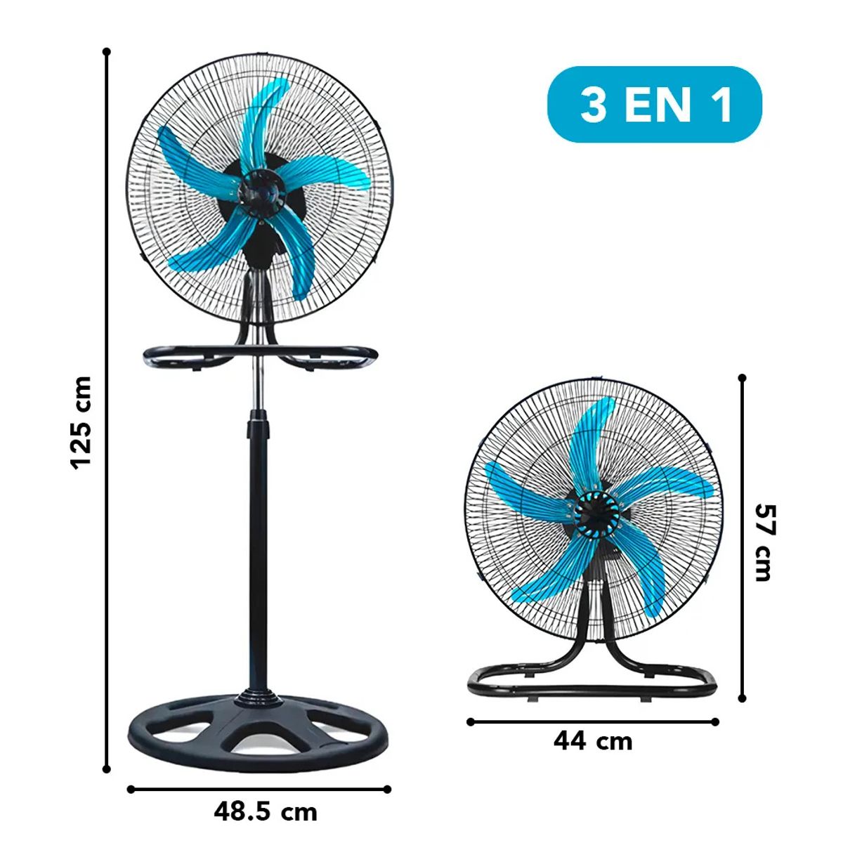 GENERICO - Ventilador industrial 3 en 1 de 18" 5 aspas Piso,Pared,Escritorio