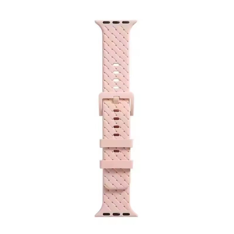 GENERICO - CORREA SILICONA LABRADA PARA WATCH 38-40-41-42 mm serie 10 ROSADO