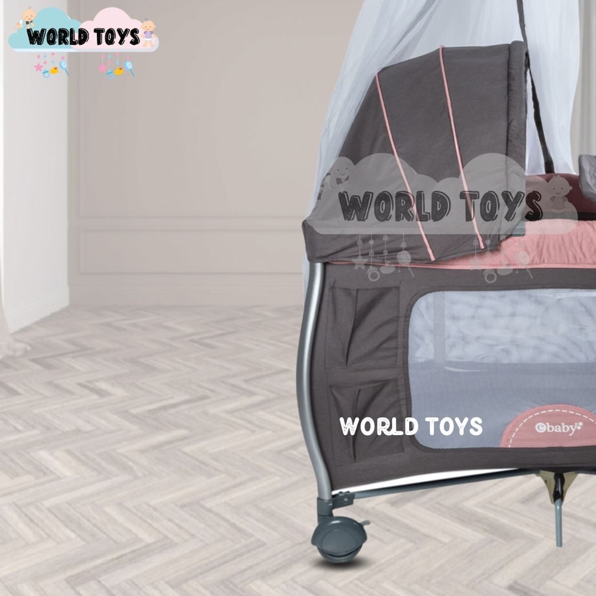 EBABY - Cuna Corral de Lujo «NAPPY» Pink