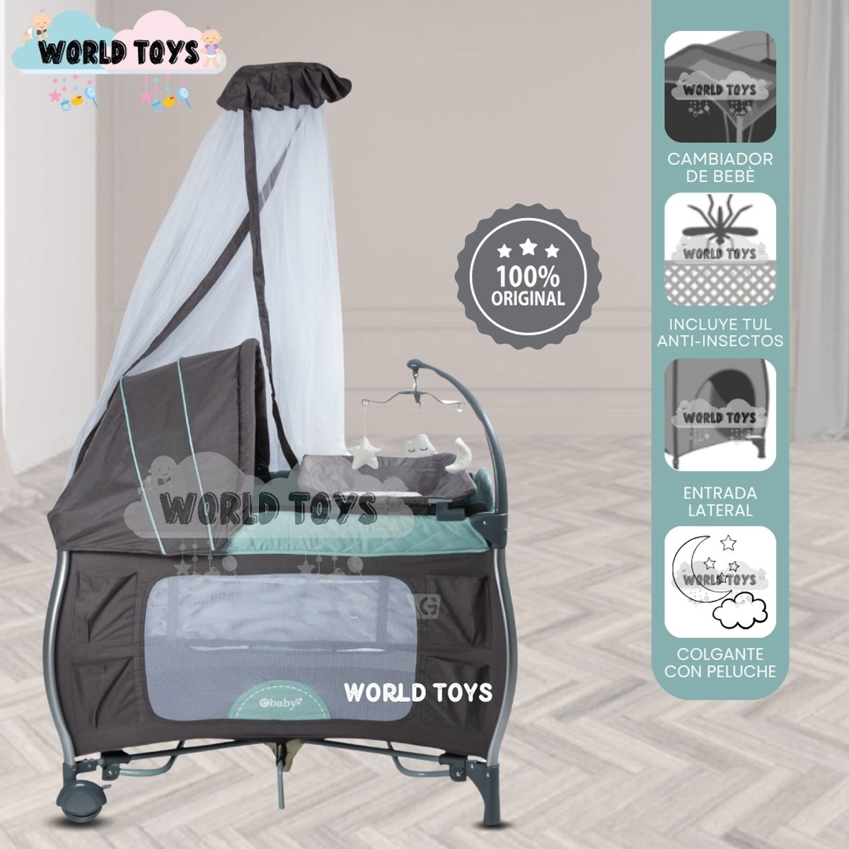 BABY - Cuna Corral de Lujo «NAPPY» Green