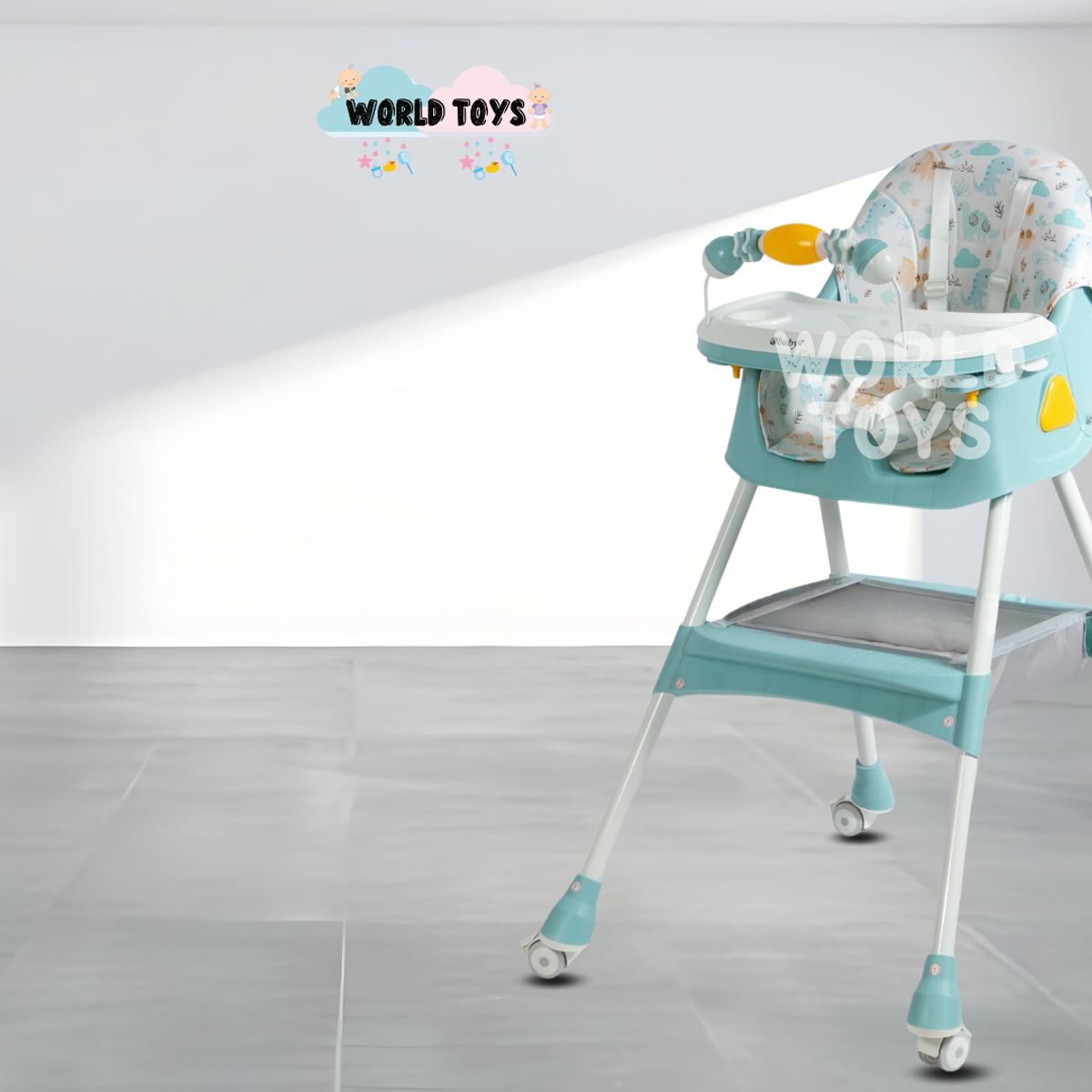 EBABY - Silla de Comer con Mecedora «DALÍ» con juguete Sky Blue