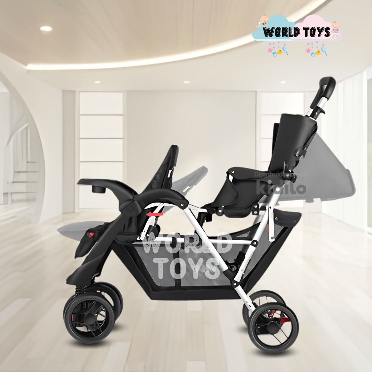 EBABY - Coche Mellicero «TWIN DOUBLE STROLLER» Coffee