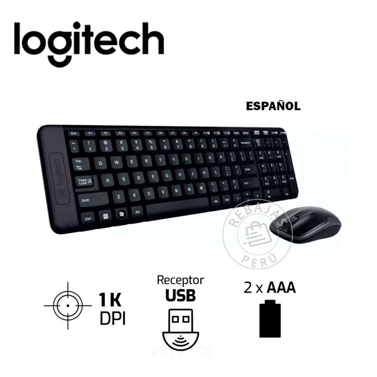 LOGITECH - Combo Teclado y Mouse Logitech MK220 Inalámbricos Compactos