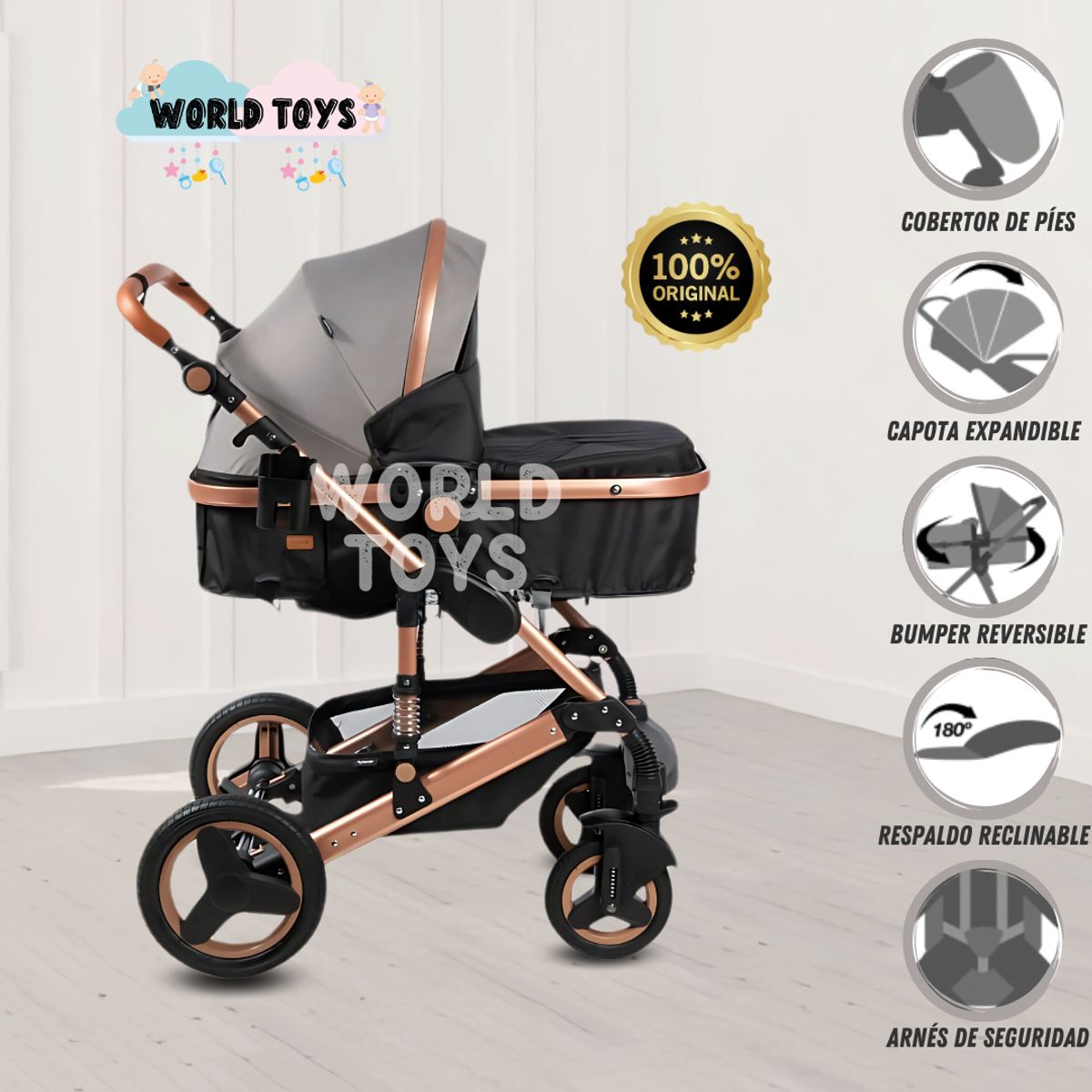 KIDS - Coche Moisés de Lujo «SAGITA» Edición Limitada Gray