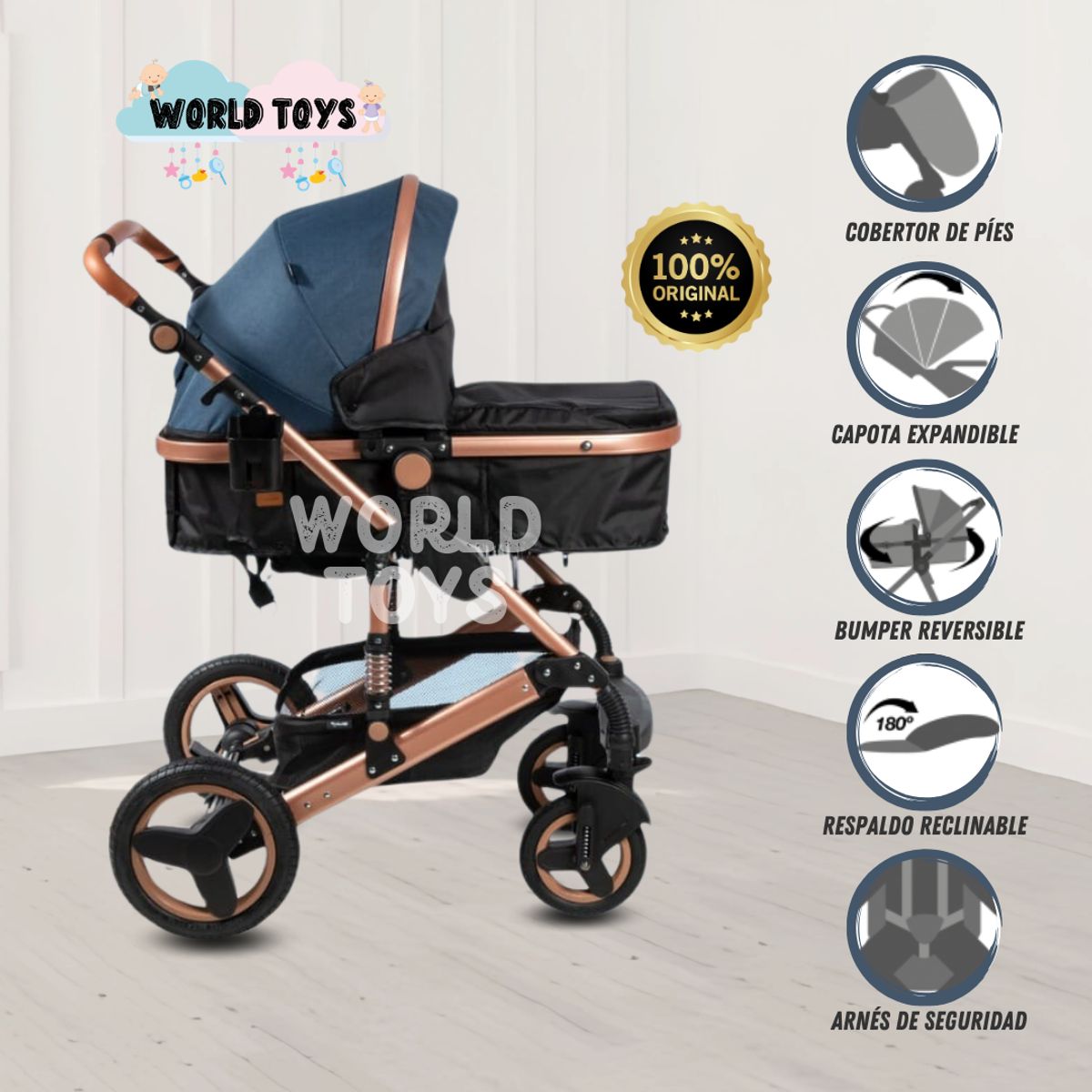 KIDS - Coche Moisés de Lujo «SAGITA» Edición Limitada Blue