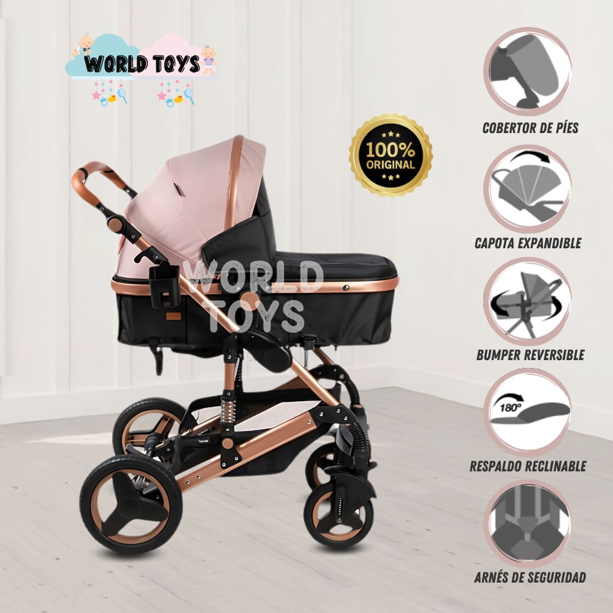 KIDS - Coche Moisés de Lujo «SAGITA» Edición Limitada Pink