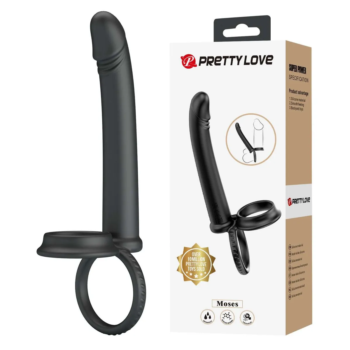 PRETTY LOVE - ANILLO VIBRADOR + DILDO 13 CM - MOSES