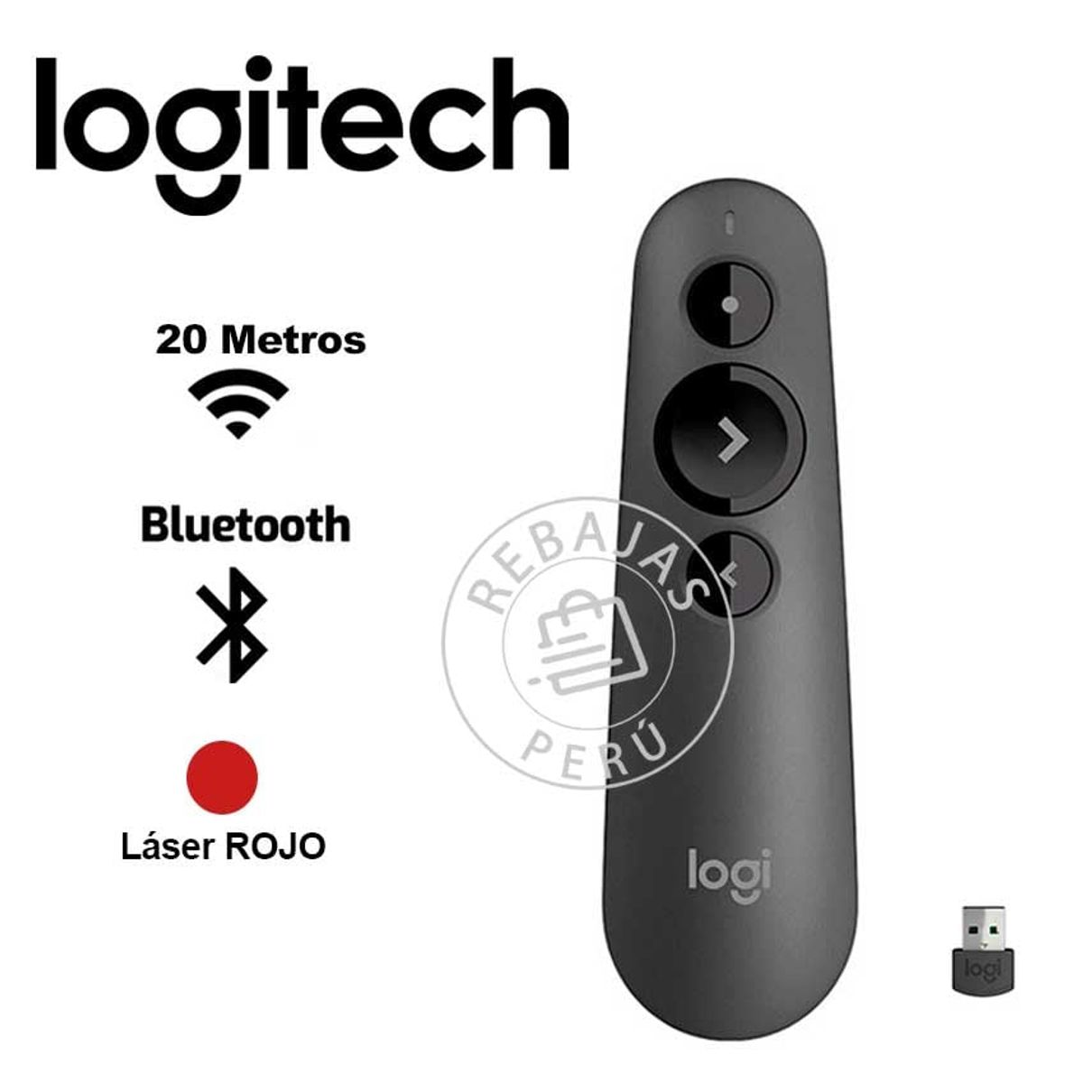 LOGITECH - Logitech R500 Presentador inalámbrico con láser y gran autonomía