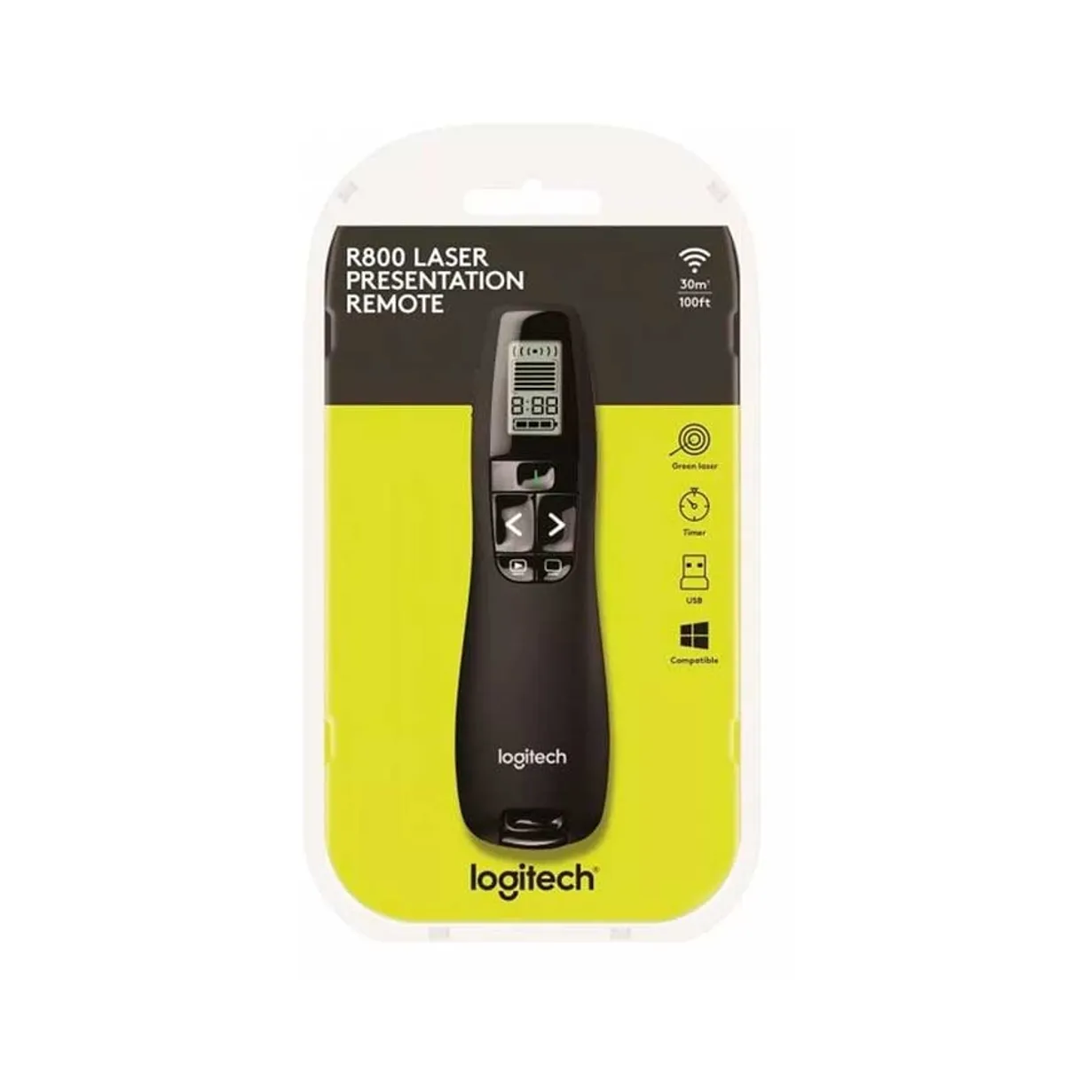 LOGITECH - Logitech R800 Presentador inalámbrico con láser verde y pantalla LCD