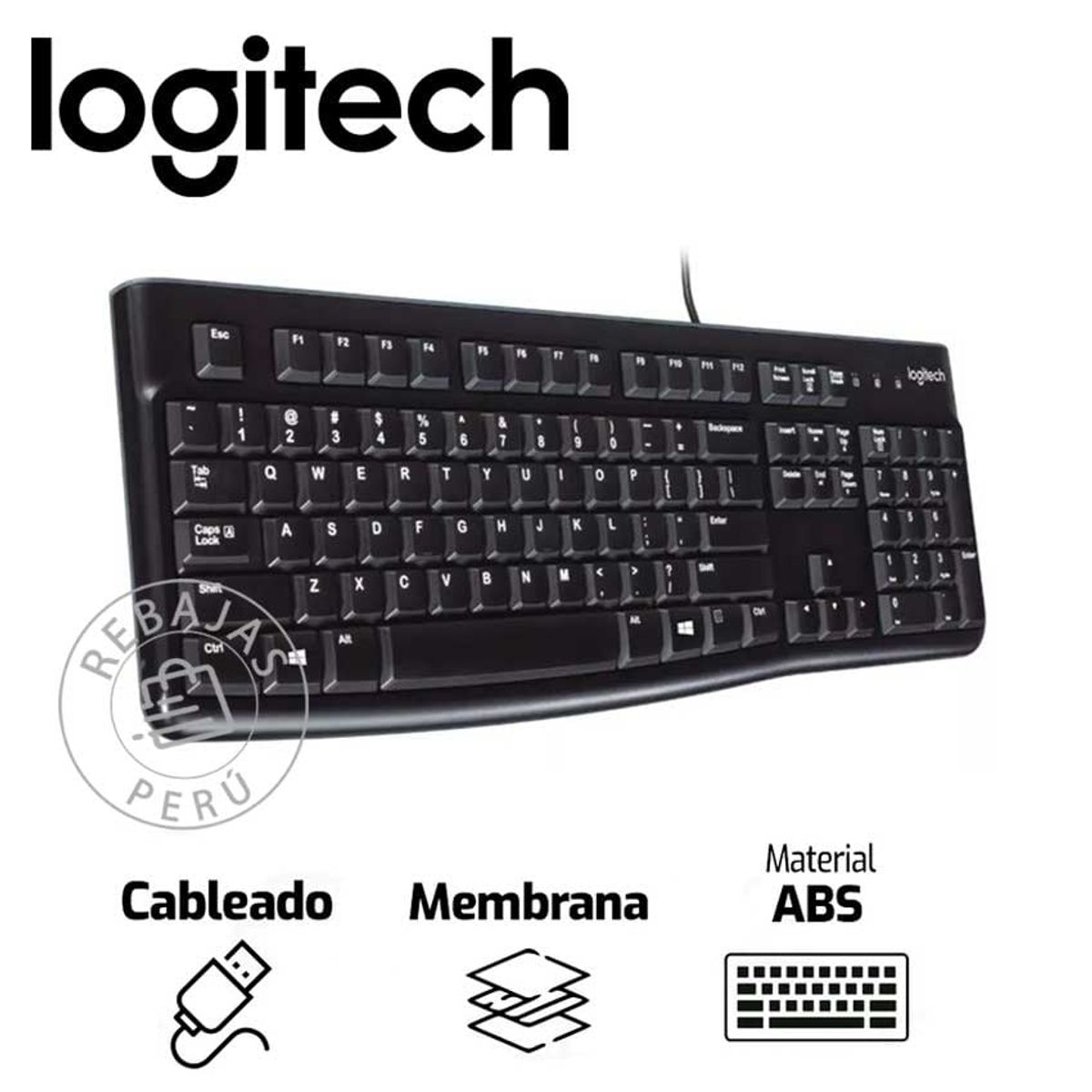 LOGITECH - Logitech K120 Teclado USB económico cómodo y resistente a derrames