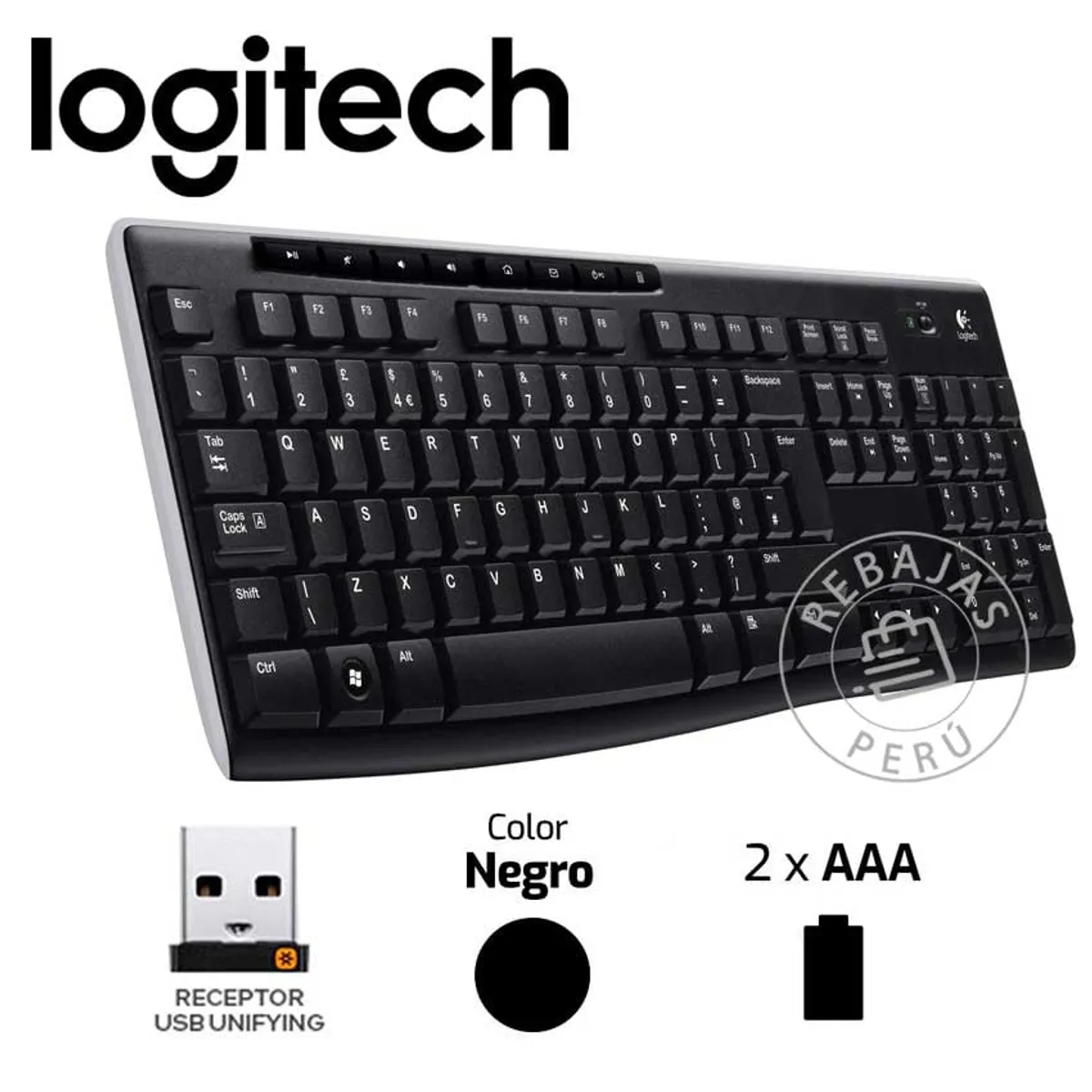 LOGITECH - Logitech K270 Teclado inalámbrico duradero acceso rápido y Unifying