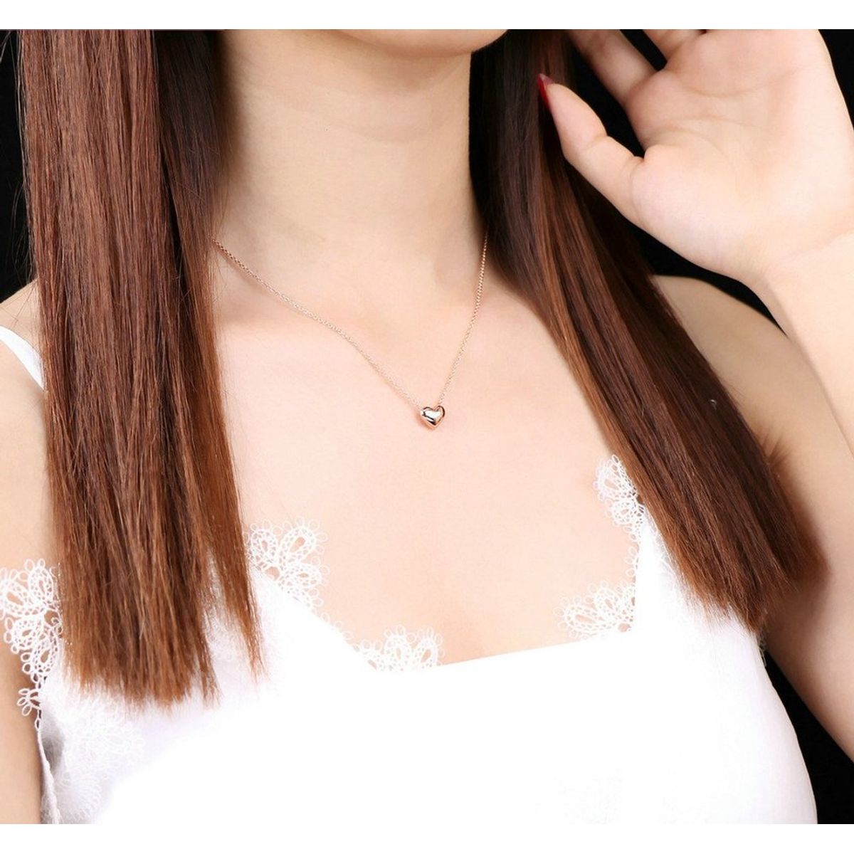 GENIEKA - Collar  Dorado Regalo Passionate Heart Regalo San Valentín Genieka