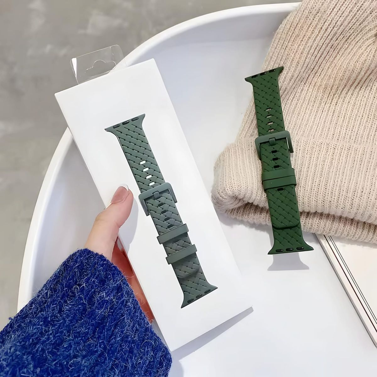 GENERICO - CORREA SILICONA LABRADA PARA WATCH 44-45-46-49 mm VERDE