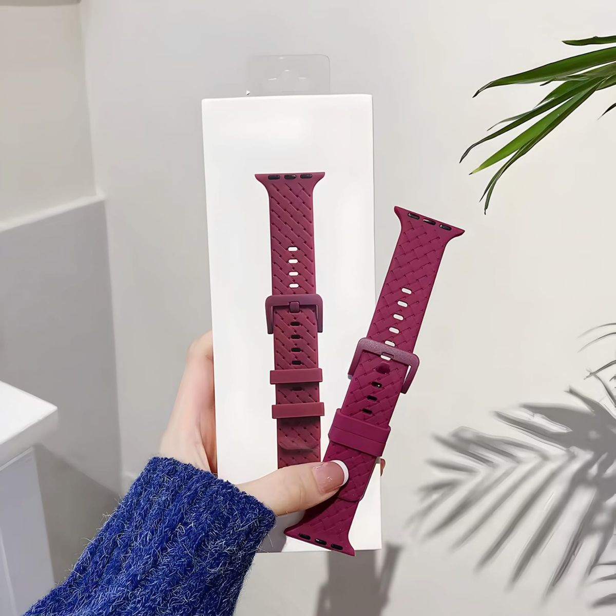 GENERICO - CORREA SILICONA LABRADA PARA WATCH 44-45-46-49 mm VINO