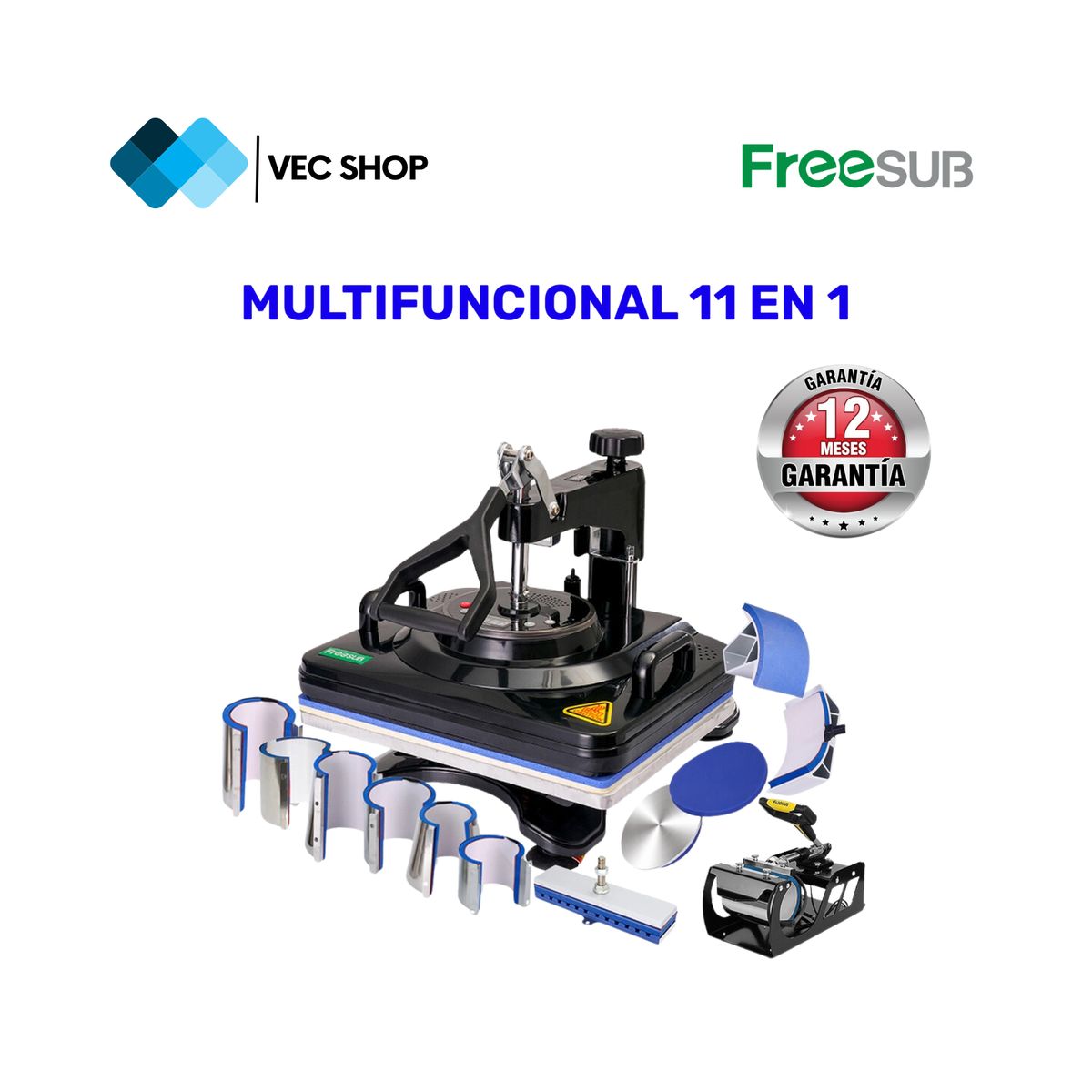 GENERICO - Máquina de Sublimación Multifuncional 11 en 1 Sublimadora Freesub