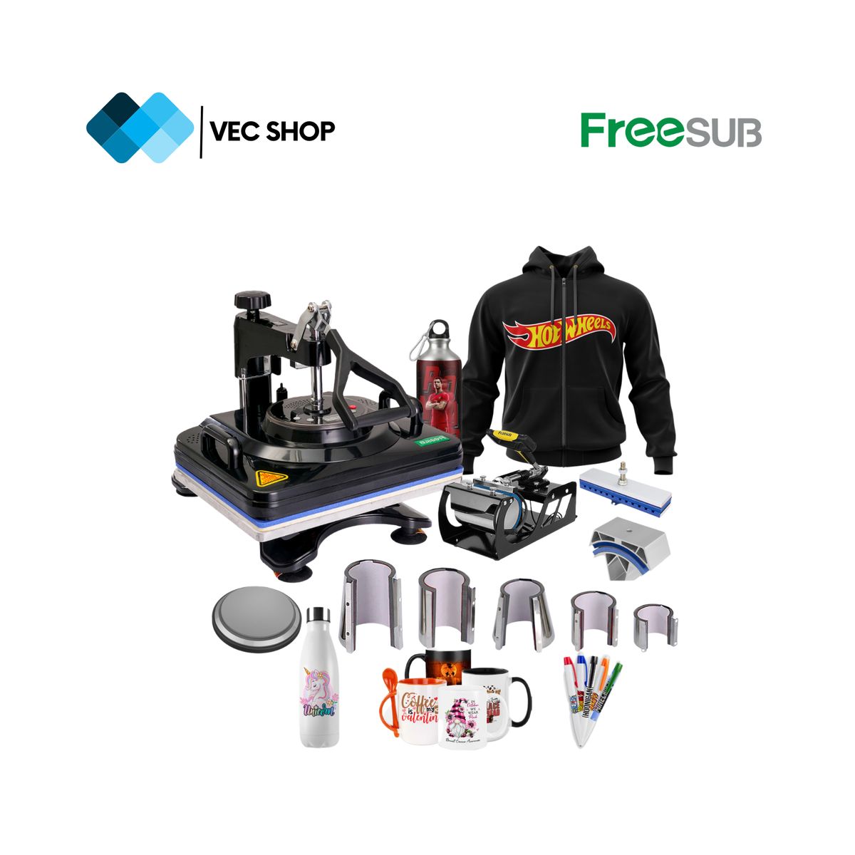 GENERICO - Máquina de Sublimación Multifuncional 11 en 1 Sublimadora Freesub