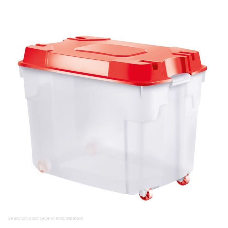 POLINPLAST - Caja Megacaja 112L Lechosa con Tapa y Ruedas Resistentes