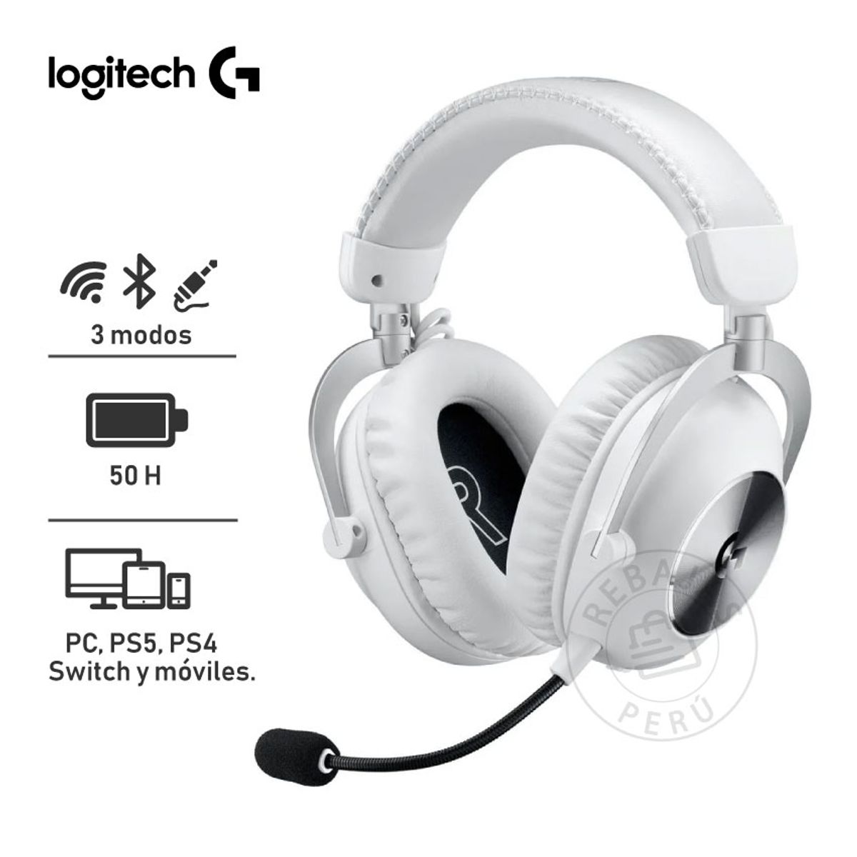 LOGITECH - Audífono Logitech G pro X 2 wireless blanco bluetooth USB