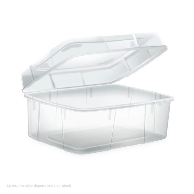 POLINPLAST - Caja Multiuso Jumbo 44. 8 L Transparente con Tapa Segura