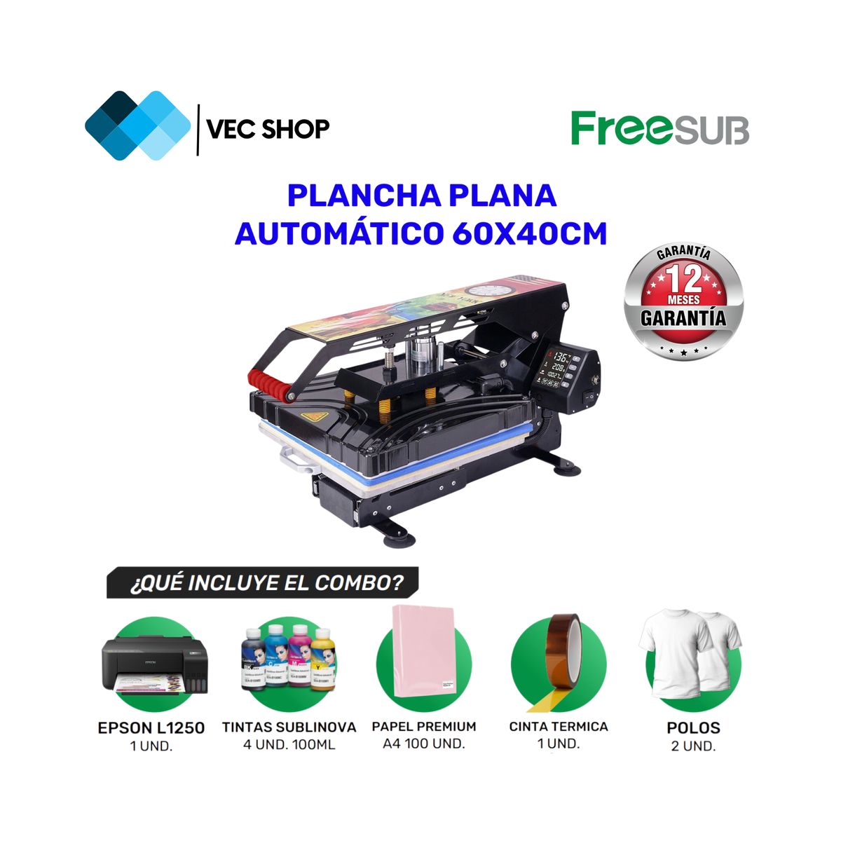 Maquina de Sublimación Plancha Plana Automática Sublimadora + Combo, marca GENERICO - Foto Principal