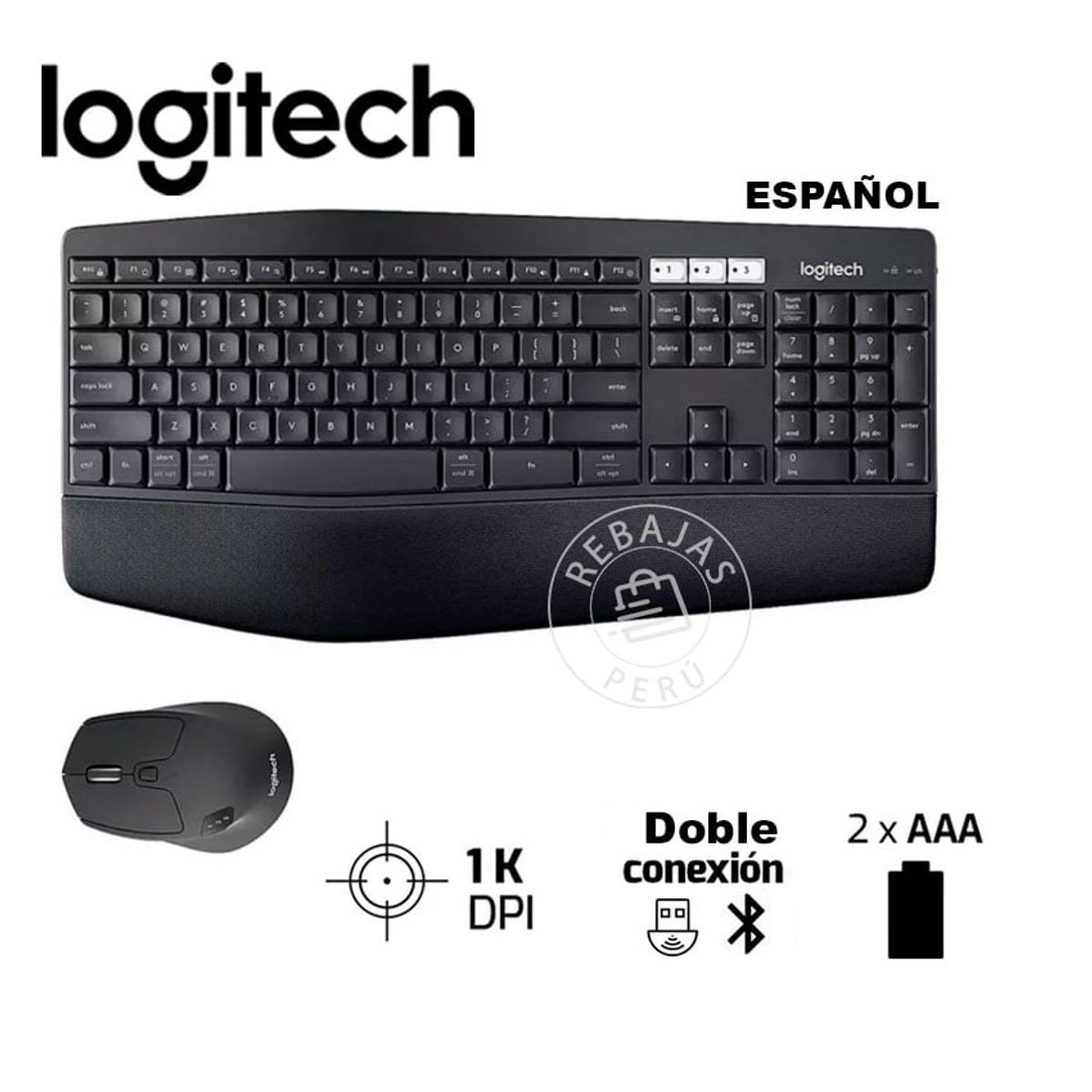 LOGITECH - Logitech MK850 Combo Inalámbrico de Alto Rendimiento Conectividad Dual