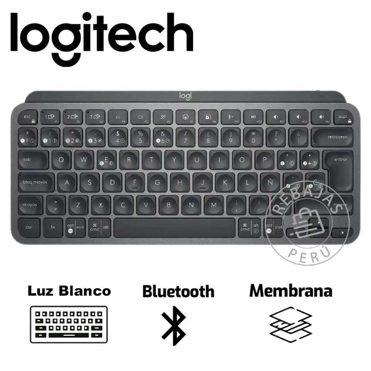 LOGITECH - Teclado Bluetooth Logitech Master Series Mx Keys Mini Color Negro
