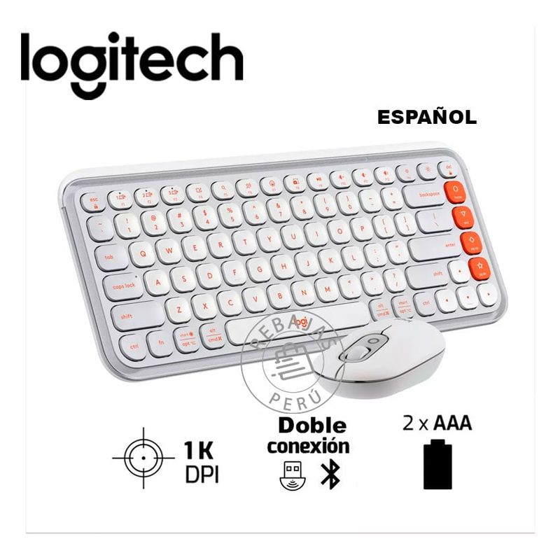 LOGITECH - Teclado y Mouse Logitech Pop Icon Blanco   Estilo y Comodidad