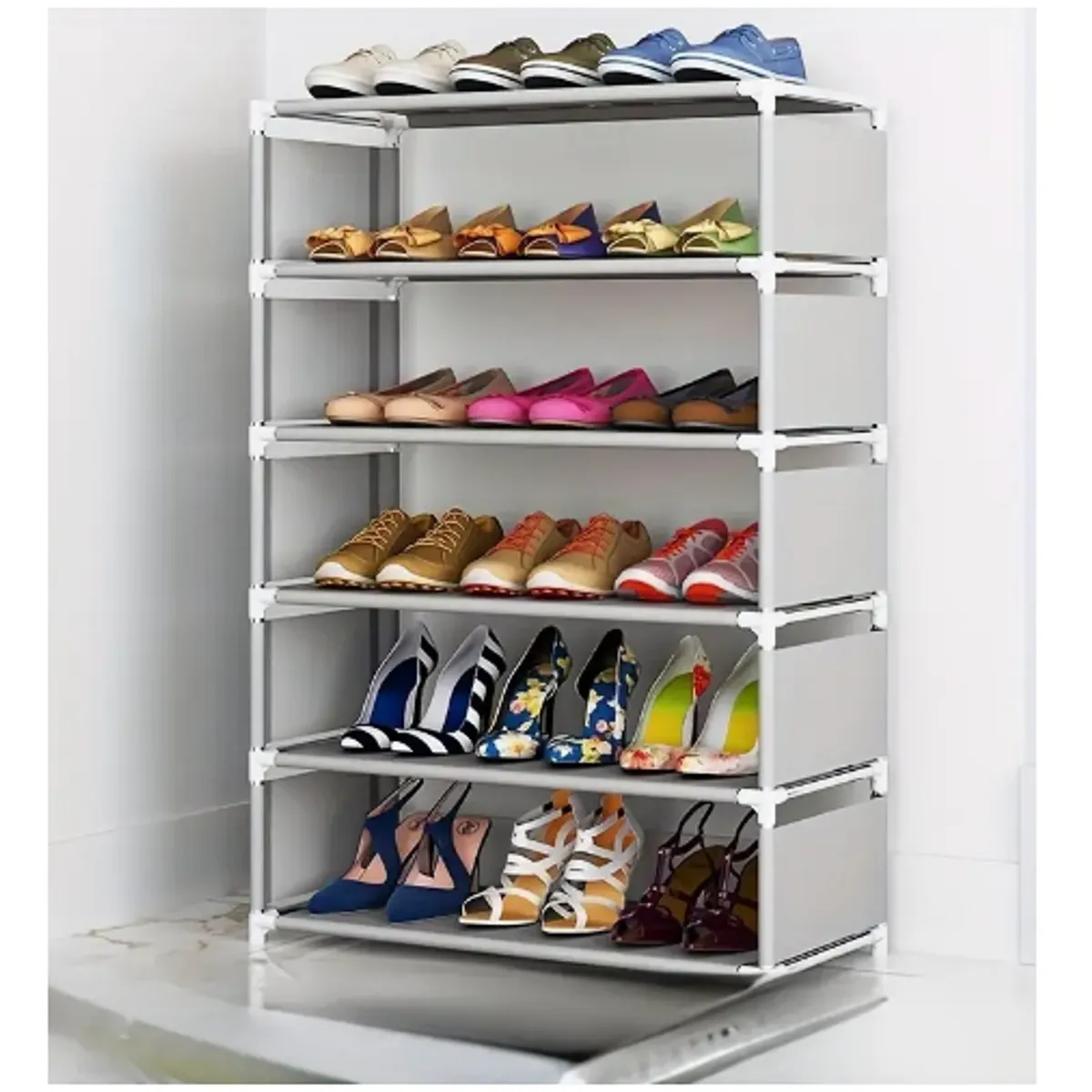 GENERICO - ZAPATERA DE METAL 6 NIVELES BLANCO