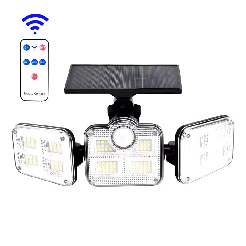 GENERICO - Lampara Led Triple Con Panel Solar Sensor