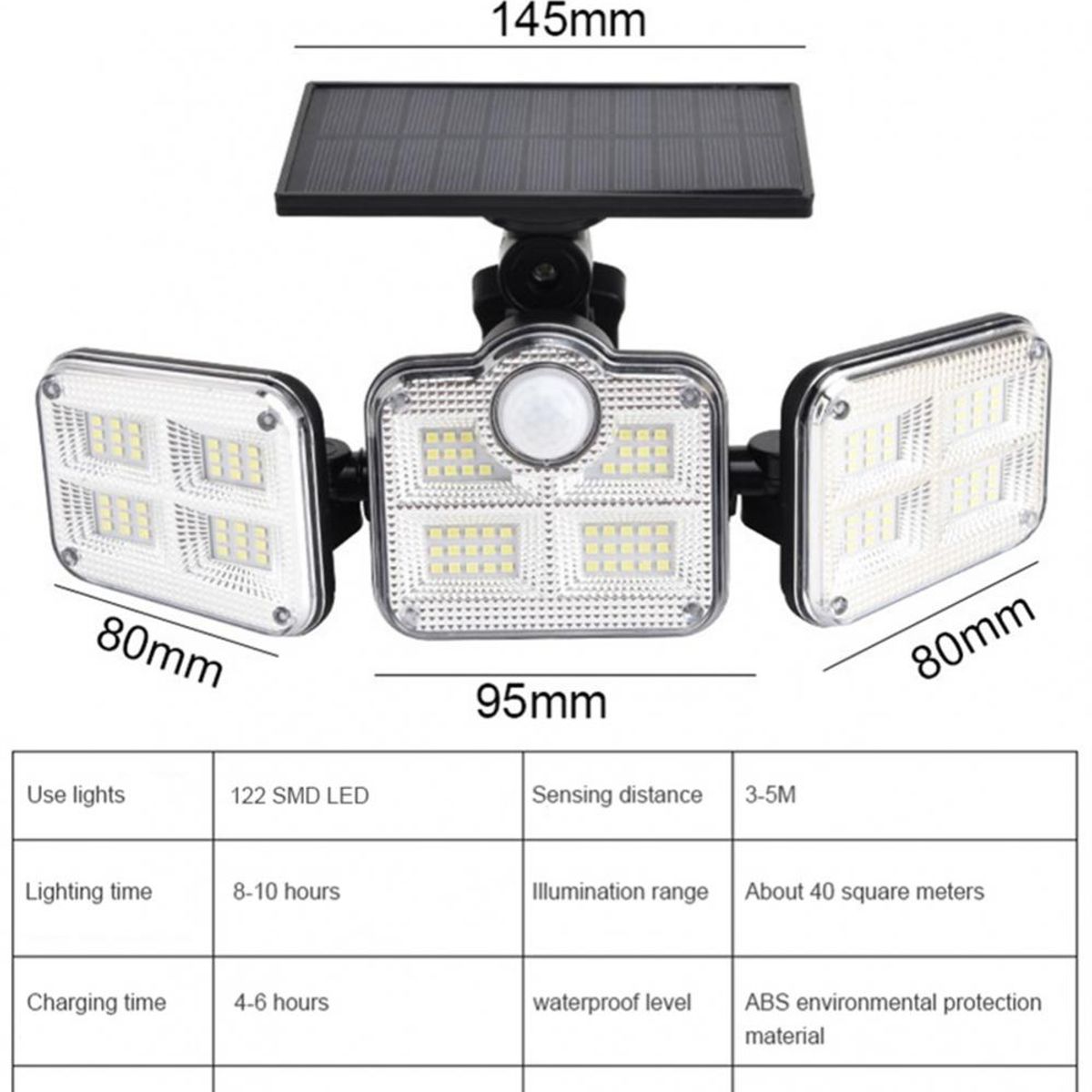 GENERICO - Lampara led Con Panel Solar Sensor movimiento