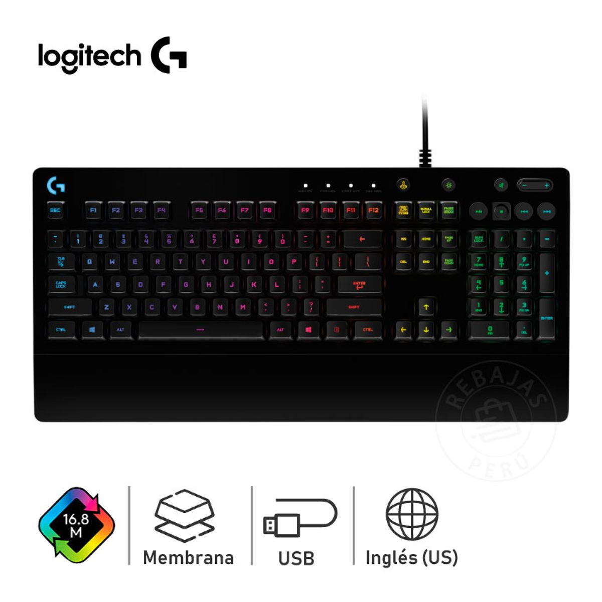 LOGITECH - Teclado Gamer Logitech G213 Prodigy RGB para Juegos
