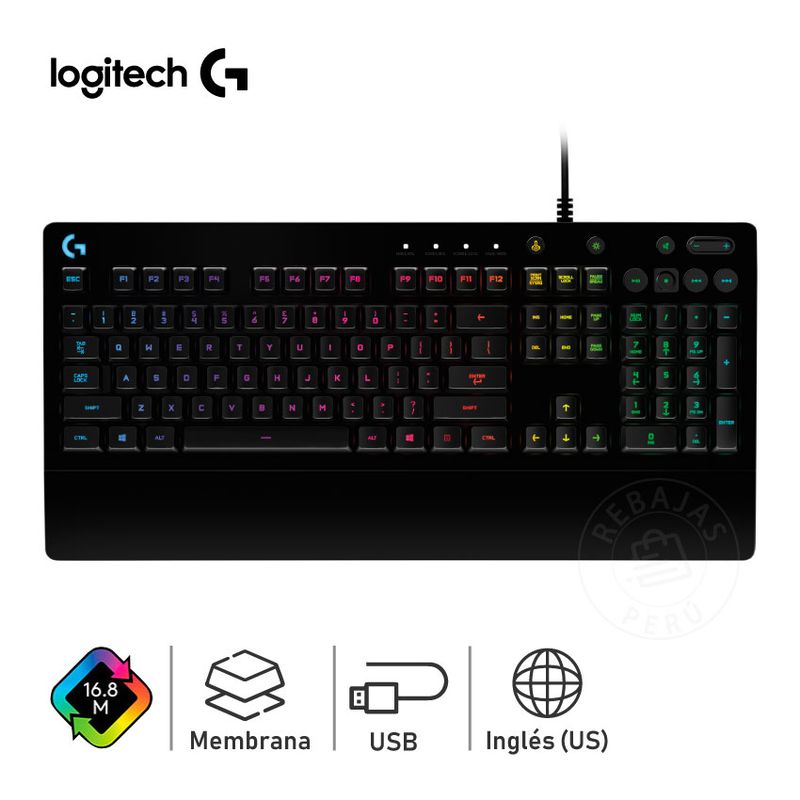 LOGITECH - Teclado Gamer Logitech G213 Prodigy RGB para Juegos