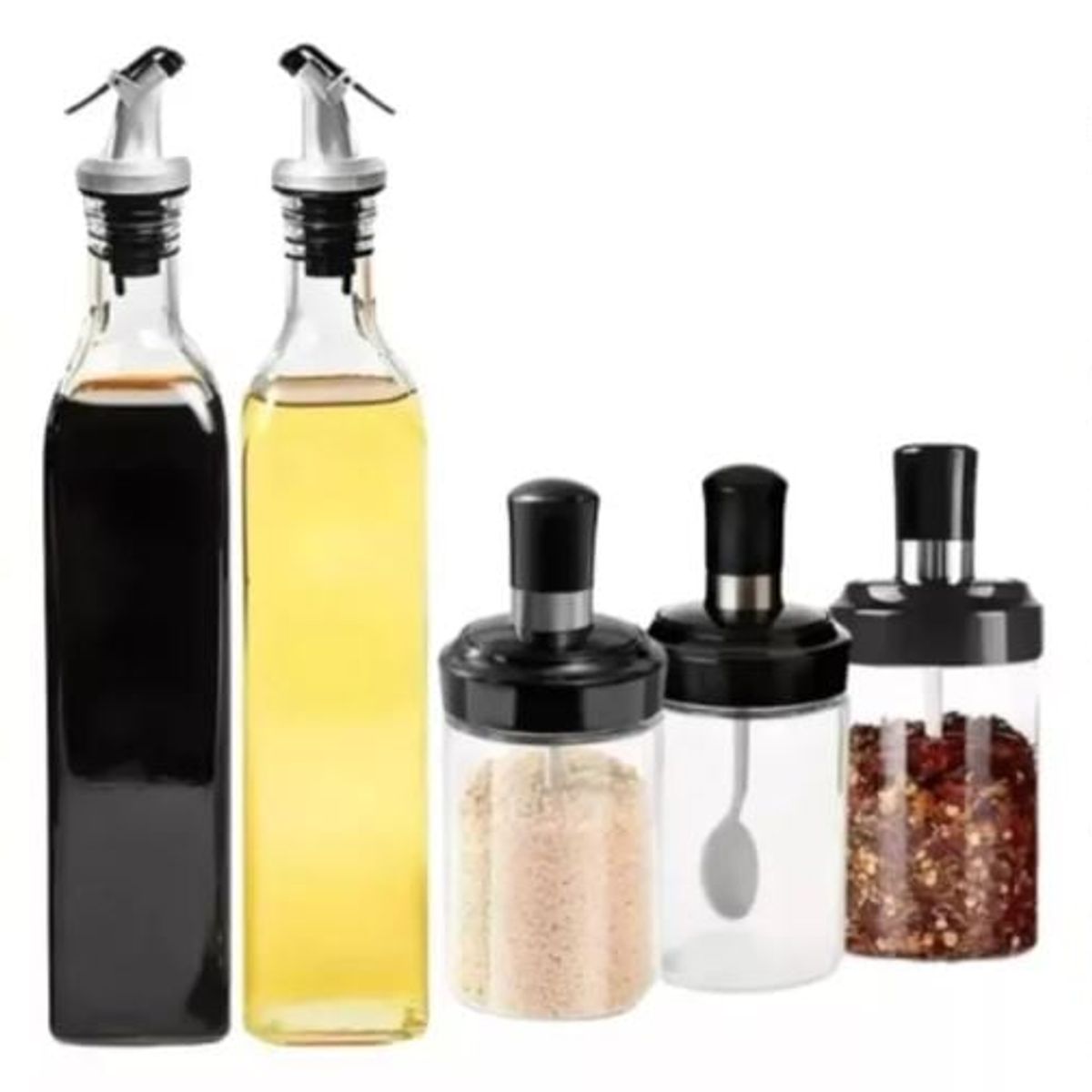 GENERICO - SET CONDIMENTEROS Y ACEITEROS 5 PIEZAS