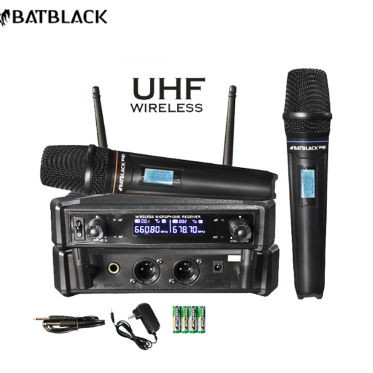 BATBLACK - Micrófono Inalámbrico Profesional Batblack BT-M40 PRO Multifrecuencia