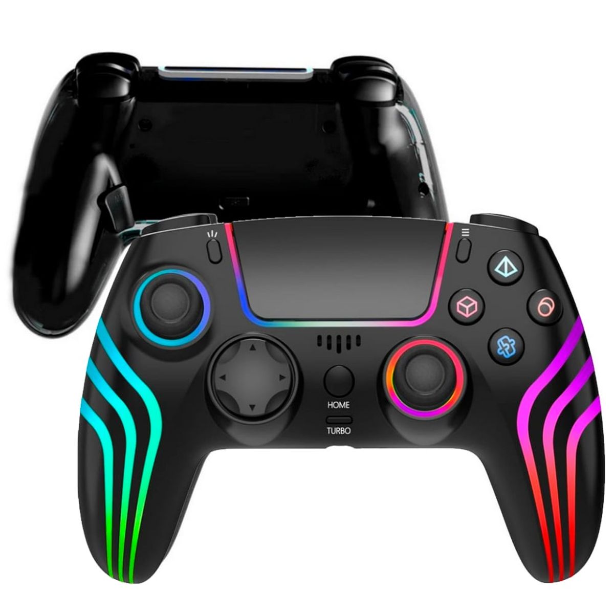 GENERICO - Mando PS4 Inalámbrico Negro con 4 Efectos de Luz SEISA SJ-4013B