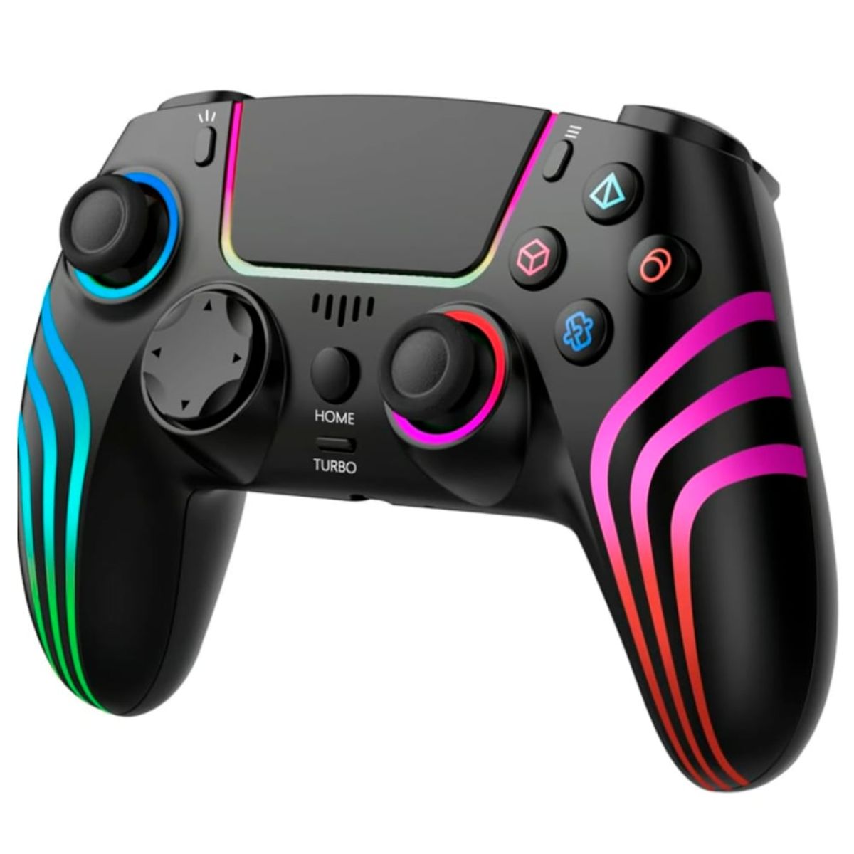 GENERICO - Mando PS4 Inalámbrico Negro con 4 Efectos de Luz SEISA SJ-4013B