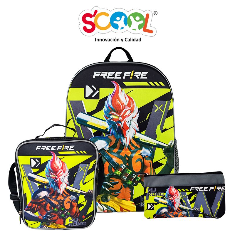 SCOOL - SET MOCHILA SCOOL RANGER OFICIO 3D FREE FIRE