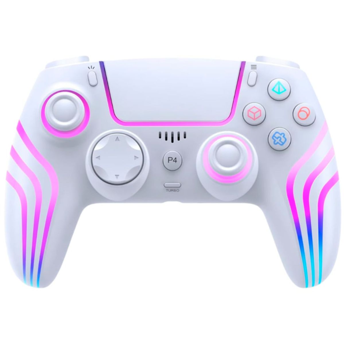 GENERICO - Mando PS4 Inalámbrico Blanco con 4 Efectos de Luz SEISA SJ-4013B