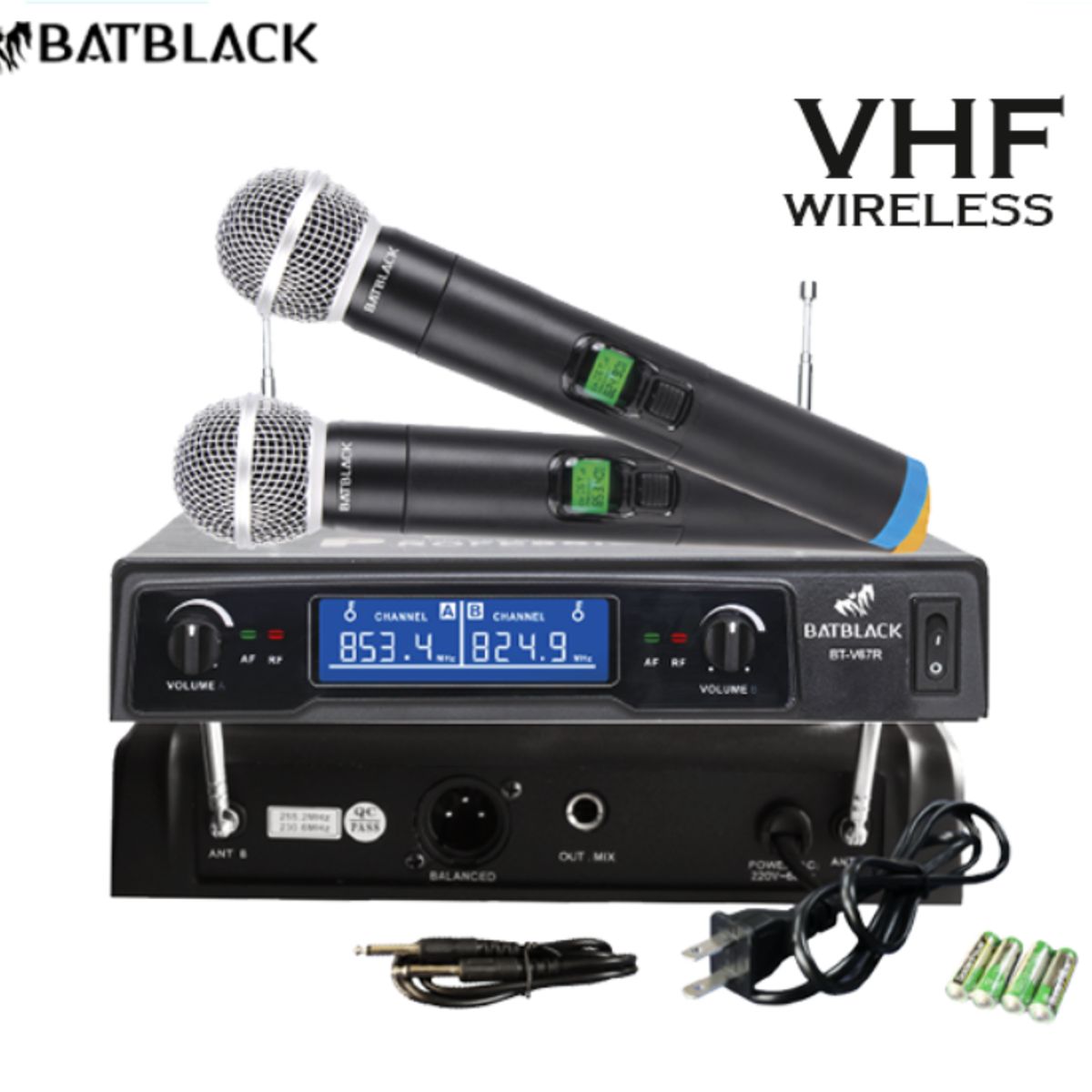 BATBLACK - Micrófono Inalámbrico Profesional VHF Batblack