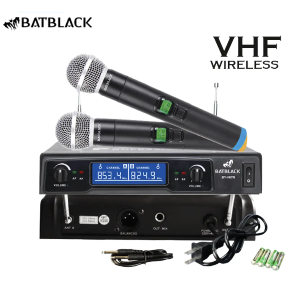 BATBLACK - Micrófono Inalámbrico Profesional VHF Batblack