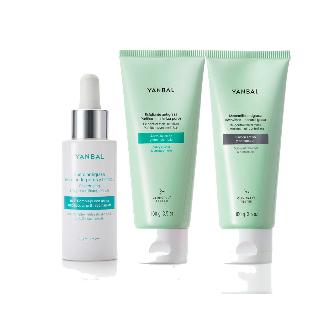 YANBAL - SET Serum con Mascarilla y Exfoliante Antigrasa Carbón Activo Yanbal