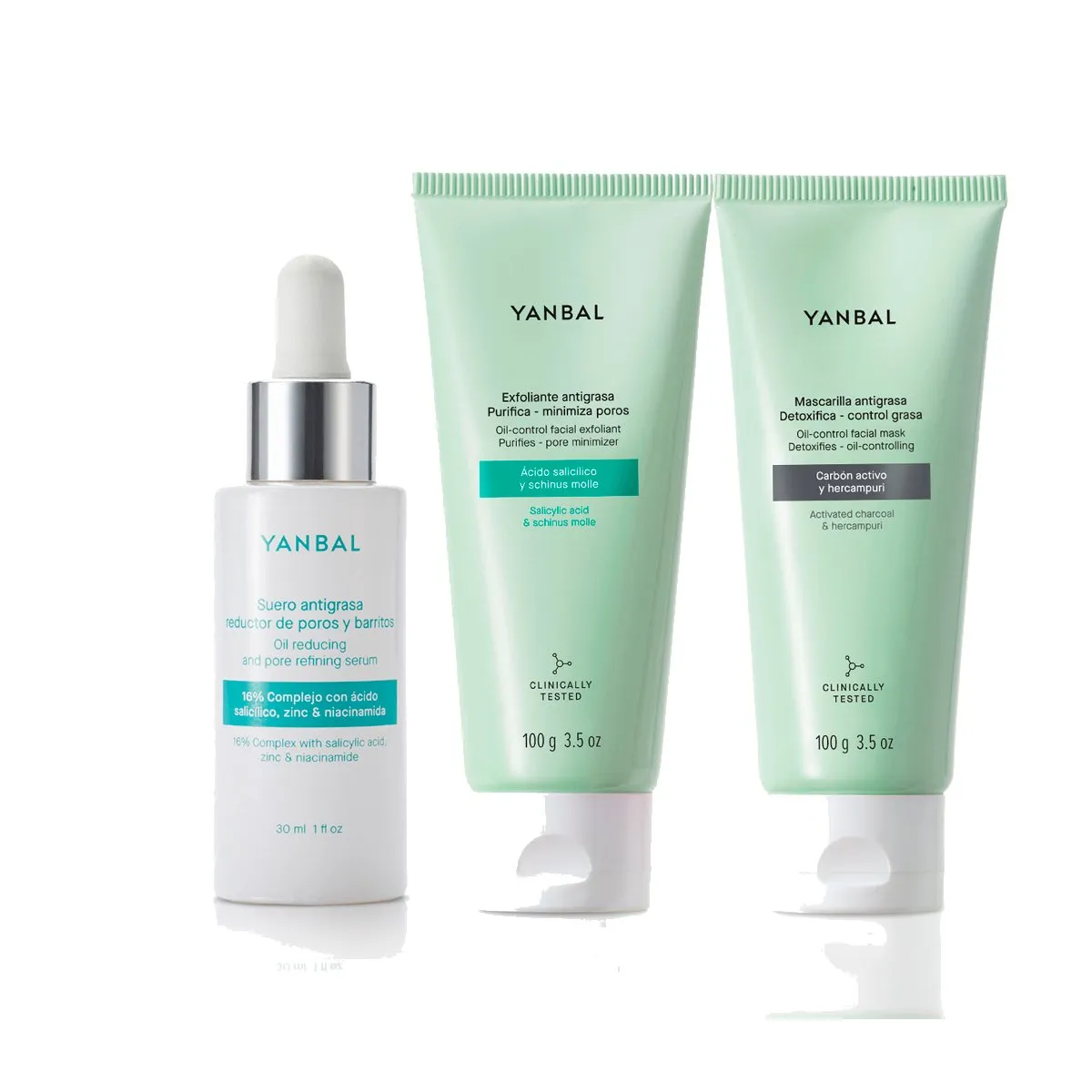 YANBAL - SET Serum con Mascarilla y Exfoliante Antigrasa Carbón Activo Yanbal
