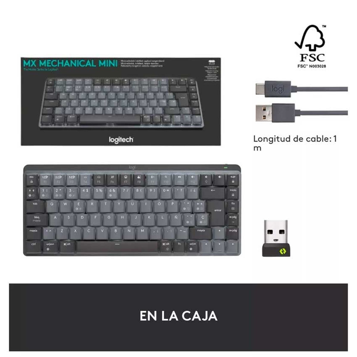 LOGITECH - Teclado Logitech Master Series Mx Mechanical Mini Español - Grafito