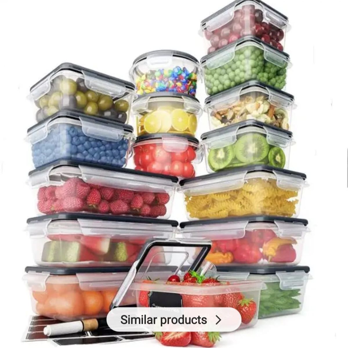 GENERICO - TAPPERS DE PLÁSTICO X 16 UNIDADES PARA MICROONDAS Y CONGELADOR