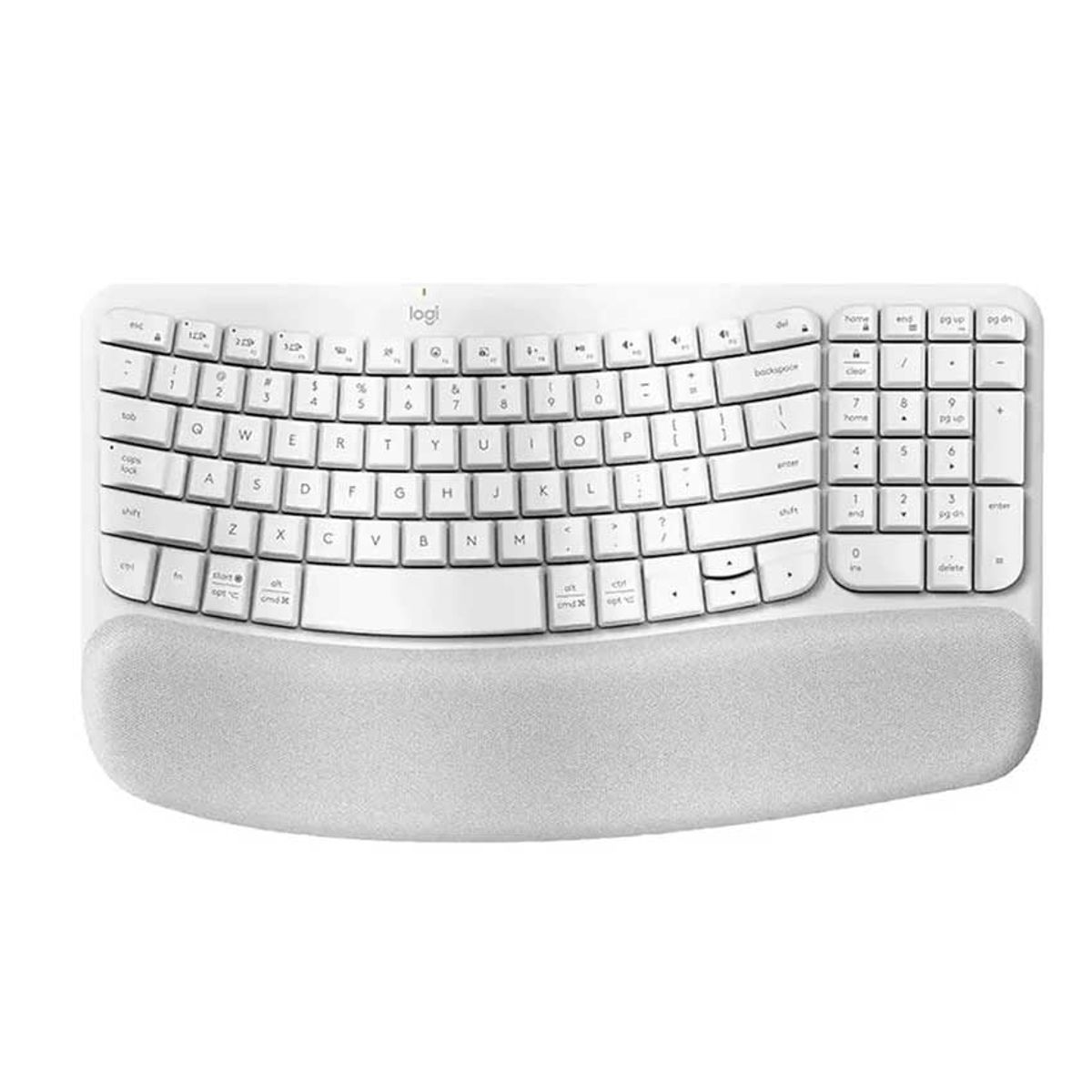 LOGITECH - Logitech Wave Keys Teclado Ergonómico Inalámbrico con Bluetooth Blanco