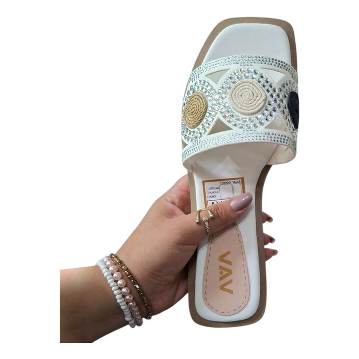 GENERICO - Sandalia Mujer Geometría Sofisticada 1177-40 Color Blanco