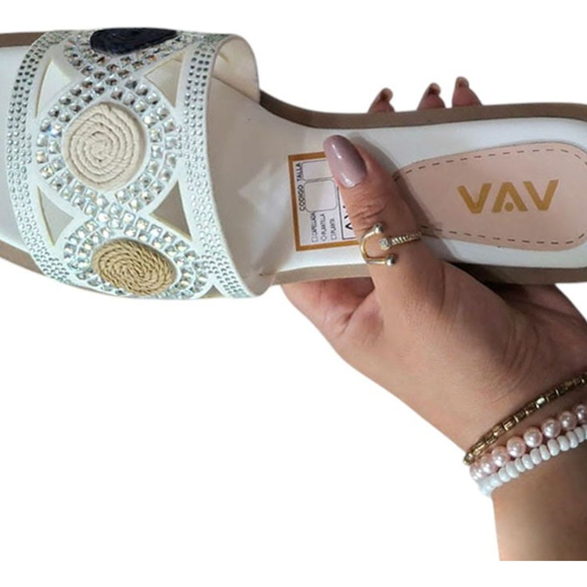 GENERICO - Sandalia Mujer Geometría Sofisticada 1177-40 Color Blanco