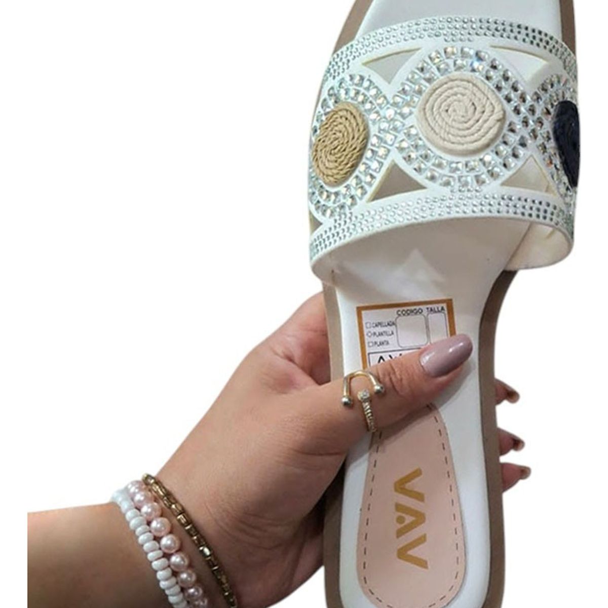 GENERICO - Sandalia Mujer Geometría Sofisticada 1177-40 Color Blanco