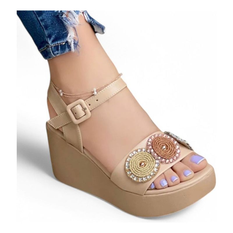 GENERICO - Sandalia Mujer Luna Tejida 1177-55 Color Beige